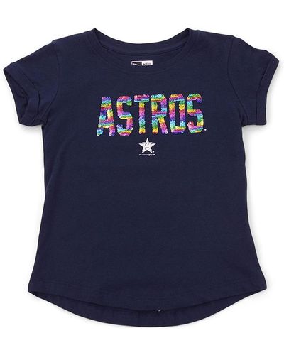 KTZ Houston Astros Big Girls Flip Sequin T-shirt - Blue