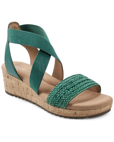 Easy Spirit Lorena Casual Strappy Wedge Sandals - Green