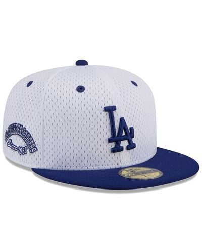 KTZ White Los Angeles Dodgers Throwback Mesh 59fifty Fitted Hat - Blue