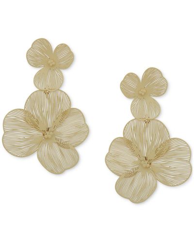 Lonna & Lilly Gold-tone Openwork Flower Double Drop Earrings - Metallic