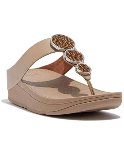 Fitflop Halo Bead-circle Leather Toe-post Sandals - Brown