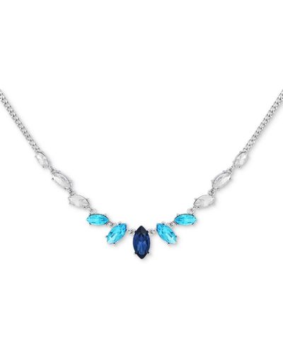 Guess Tone Mixed Color Stone Statement Necklace - Blue
