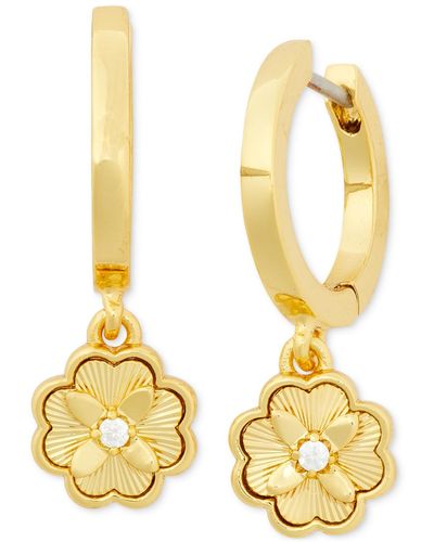 Kate Spade Gold-tone Heritage Bloom huggie Hoop Earrings - Metallic