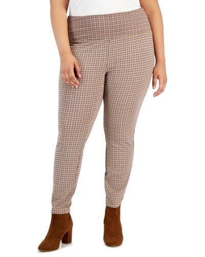 Style & Co. Plus Size Houndstooth Pull-on Ponte Pants - Natural