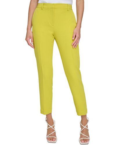 DKNY Essex Flat Front Ankle Pants - Yellow