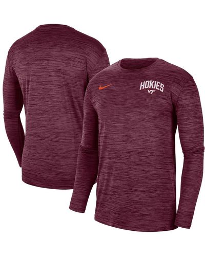 Nike Virginia Tech Hokies 2022 Sideline Game Day Velocity Performance Long Sleeve T-shirt - Purple