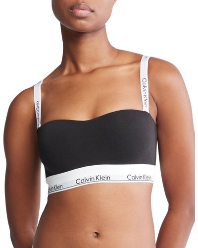 Calvin Klein Modern Cotton Lightly Lined Bandeau Bra Qf7628 - Black