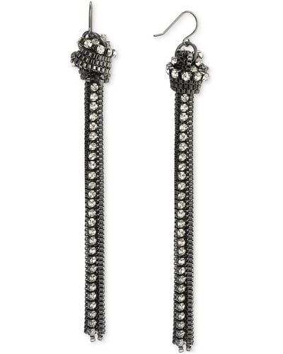 INC International Concepts Pave & Chain Tassel Linear Drop Earrings - White