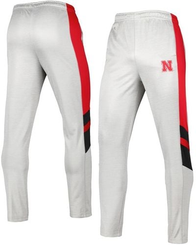 Colosseum Athletics Heathered Gray And Scarlet Nebraska Huskers Bushwood Pants - White
