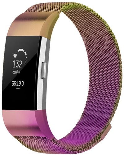 The Posh Tech Fitbit Charge 2 Assorted Stainless Steel Watch Replacement Band - Purple