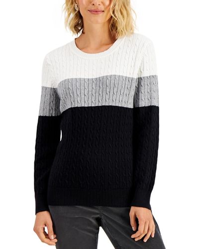 Karen Scott Elena Cotton Colorblocked Sweater - Multicolor