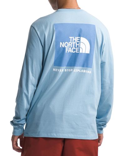 The North Face Box Nse Standard-fit Logo Graphic Long-sleeve T-shirt - Blue