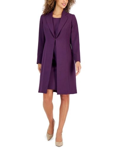 Le Suit Crepe Topper Jacket & Sheath Dress Suit - Purple