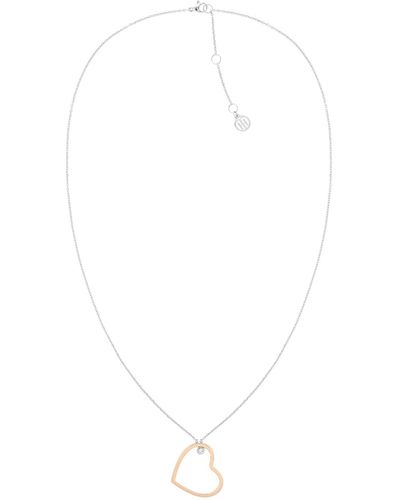 Tommy Hilfiger Open Heart Crystal Necklace - White