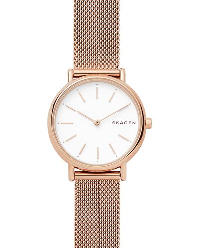 Skagen Signatur Slim Rose Gold-tone Stainless Steel Mesh Bracelet Watch 30mm - Metallic