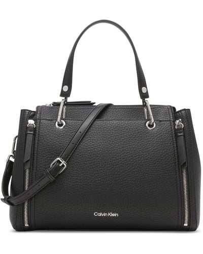 Calvin Klein Garnet Triple Compartment Top Zipper Satchel - Black