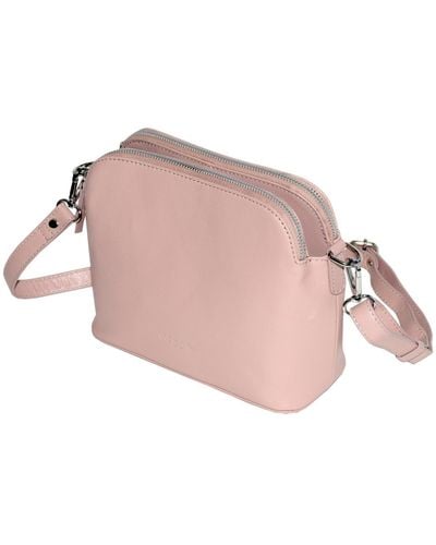 Club Rochelier Ladies Leather Double Zipper Crossbody Bag - Pink
