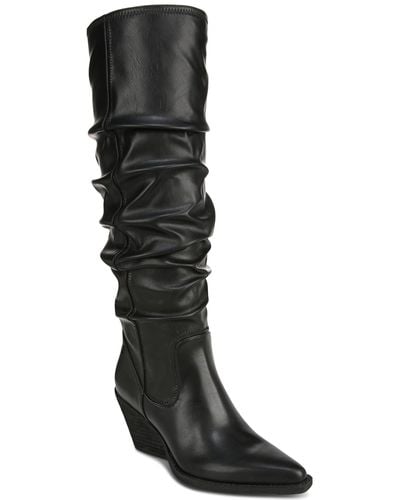 Zodiac Riau Pointed-toe Slouch Wide-calf Tall Western Boots - Black