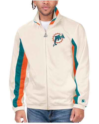 Starter Distressed Miami Dolphins Vintage-like Rebound Full-zip Track Jacket - Blue