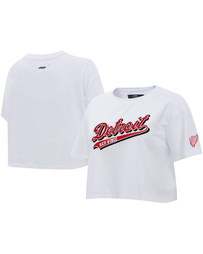Pro Standard Detroit Red Wings Boxy Script Tail Cropped T-shirt - White