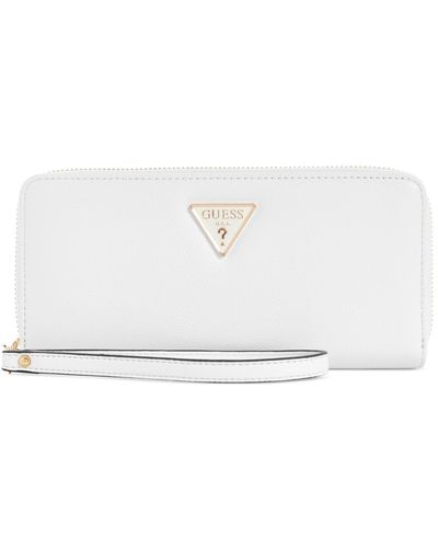 Guess Clai Slg Large Zip Around Wallet - White