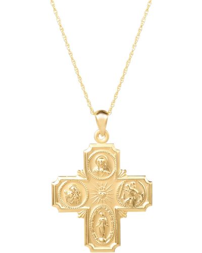 Giani Bernini Religious Figures Square Cross 18" Pendant Necklace - Metallic