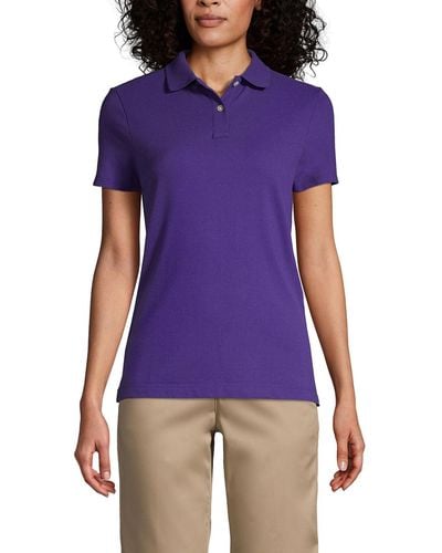 Lands' End School Uniform Short Sleeve Feminine Fit Mesh Polo Shirt - Purple
