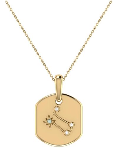 LuvMyJewelry Gemini Twin Design Sterling Silver Moonstone Diamond Tag Pendant Necklace - Metallic