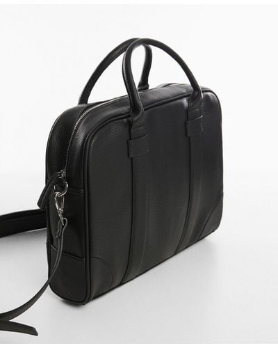 Mango Leather-effect Briefcase - Black