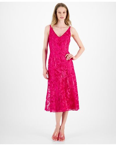 Sam Edelman Leafy Embroidery V-neck Sleeveless Dress - Pink