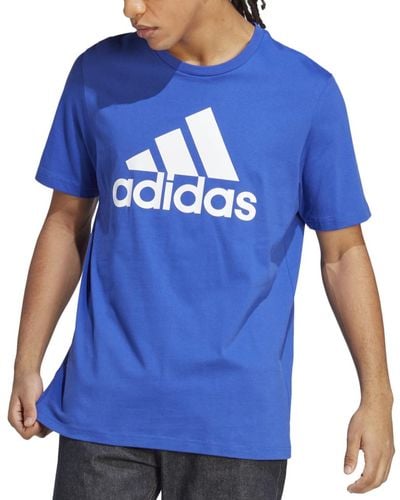 adidas Essentials Cotton Logo Crewneck T-shirt in Red for Men | Lyst