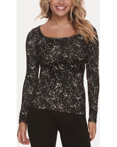 Felina Velvety Soft Long Sleeve Loungewear Top - Black
