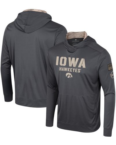 Colosseum Athletics Iowa Hawkeyes Oht Military-inspired Appreciation Long Sleeve Hoodie T-shirt - Gray
