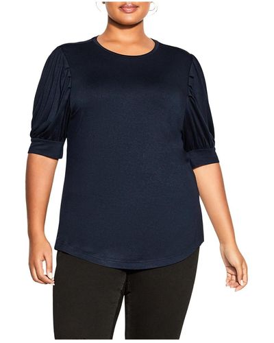City Chic Plus Size Sweet Sleeve Top - Blue