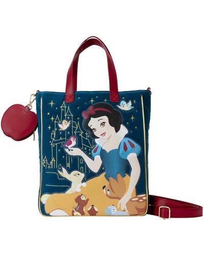 Loungefly Snow White And The Seven Dwarfs Heritage Quilted Velvet Quilted Velvet Tote Bag - Blue