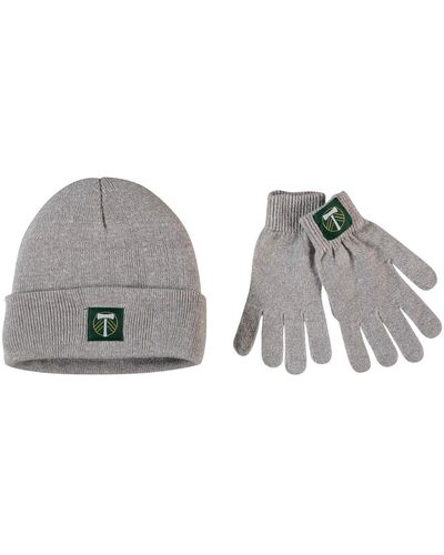 ZooZatZ Portland Timbers Cuffed Knit Hat And Gloves Set - Gray