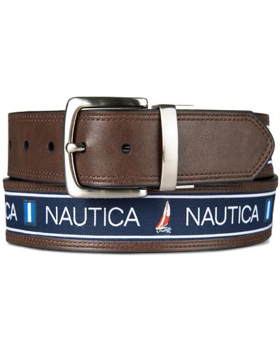 Nautica Reversible Flag Belt - Brown