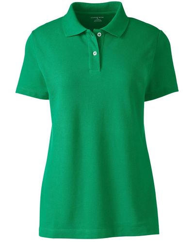 Lands' End Short Sleeve Basic Mesh Polo Shirt - Green