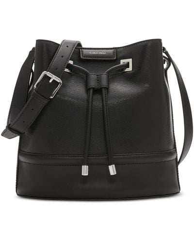 Calvin Klein Ash Drawstring Adjustable Bucket Bag - Black