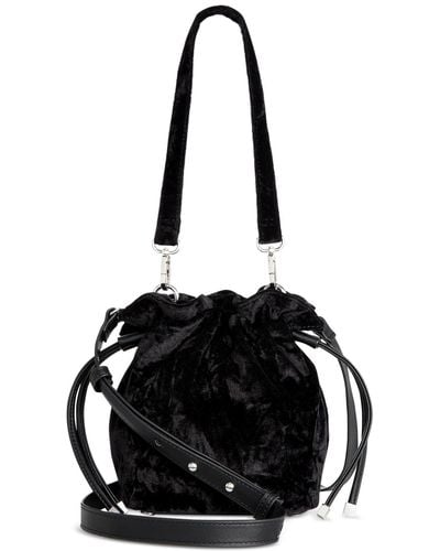 INC International Concepts Meliss Small Velvet Bucket Bag - Black