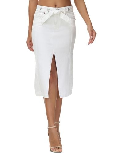 Frye Belted Denim Pencil Skirt - White