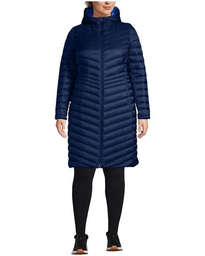 Lands' End Plus Size Wanderweight Ultralight Packable Down Coat - Blue