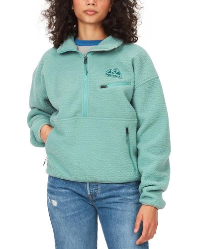 Marmot Collared Zip-front Fleece Sweatshirt - Blue