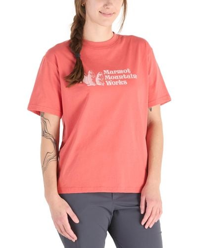 Marmot For Life Graphic Crewneck Tee - Red