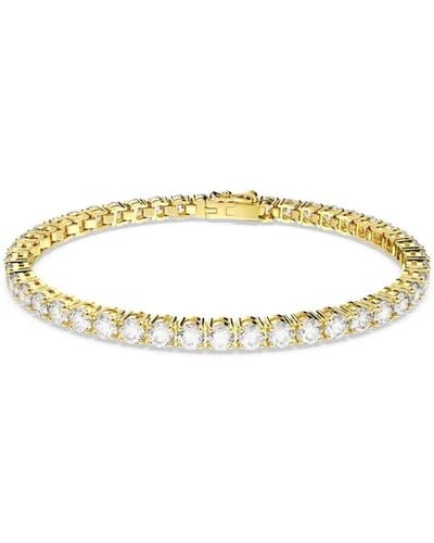 Swarovski Crystal Round Cut Matrix Tennis Bracelet - Metallic