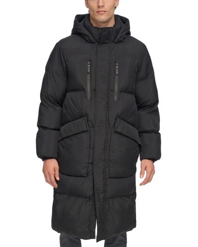 DKNY Quilted Hooded Duffle Parka - Black