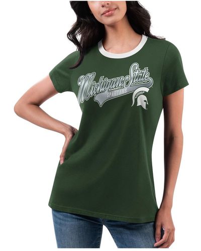 G-III 4Her by Carl Banks Michigan State Spartans Recruit Ringer T-shirt - Green