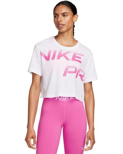 Nike Pro Dri-fit Graphic Short-sleeve Cropped Top - White