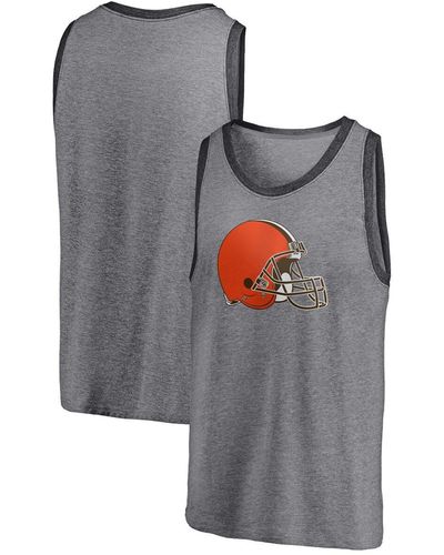 Fanatics Heathered Gray And Heathered Charcoal Cleveland Browns Famous Tri-blend Tank Top
