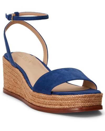 Lauren by Ralph Lauren Leona Espadrille Platform Wedge Sandals - Blue